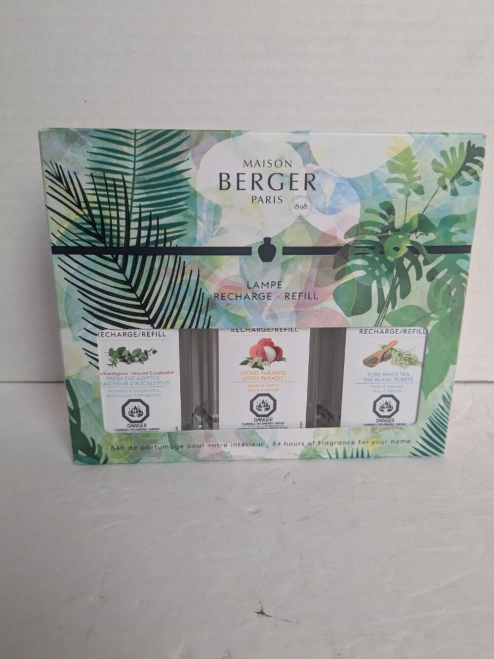 Maison Berger Lamp Refill Trio Set 3x180ml Eucalyptus Lychee White Tea NEW